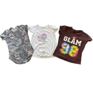 Girl's Short-Sleeve Shirt Tops Bundle (3) White Camouflage Brown Size M|7/8